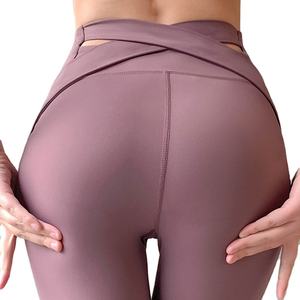 Nuevo diseño de <span class=keywords><strong>alta</strong></span> calidad, mallas para mujer, pantalones de entrenamiento detrás del cinturón cruzado, mallas de Spandex de realce de <span class=keywords><strong>cintura</strong></span> <span class=keywords><strong>alta</strong></span> - Product Image 1