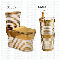 Bol de toilette en céramique de couleur or, 4 pièces, avec bassin, ensemble de toilette