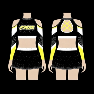 Uniforme de cheerleading sur mesure bleu royal pour les compétitions All Star, tenues de cheerleading pour filles de toutes tailles, crop top et jupes - Product Image 4