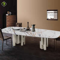 Vente en gros de Offre Spéciale présentant une personnalité unique dans la décoration intérieure Table à manger en forme de dalle de pierre de style industriel avec pieds en métal