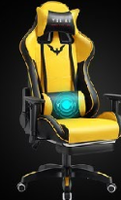 Chaise de jeu AOR ergonomique avec repose-pieds, massage, soutien lombaire, hauteur réglable, siège pivotant à 360°, appuie-tête en PU et acier inoxydable