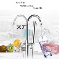 Robinet de baignoire autoportant de luxe monté au sol avec mitigeur de tête de pulvérisation à main système de douche en laiton ensemble de douche de salle de bain à 2 modes