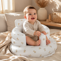 Canapé gonflable portable en PVC pour bébé avec imprimé ours mignon pour l'apprentissage de la position assise et l'utilisation intérieure/extérieure