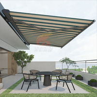 Auvent de balcon électrique à télécommande moderne en aluminium avec voile en acrylique enduit de PVC extensible et résistant au vent DUOCAI