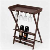 Table d'appoint de buffet moderne d'extérieur en PEHD, pliable, avec porte-verres à vin et casier à vin, résistante aux intempéries, finition imitation bois, pour cuisine et salle à manger