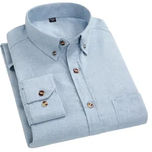 Mens रजाई बना हुआ सस्ते शर्ट लंबी आस्तीन सर्दियों ठोस रंग कपास बटन नीचे शर्ट कारखाने प्रत्यक्ष आपूर्ति