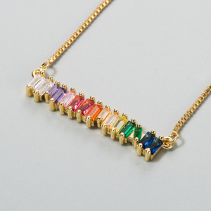Daochong Custom Fashion New Design Summer Delicate Sparking Colorful Cubic Zirconia <strong>Rainbow</strong> <strong>Necklace</strong> - Product Image 3