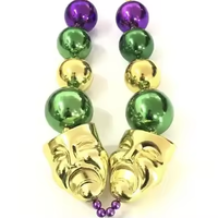 Collier de perles géantes Mardi Gras en gros, très demandé, avec masque et fléchettes de saints pour les célébrations de carnaval