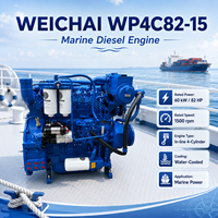 Moteur diesel SCDC WEICHAI série WP4 WP4C82-15 4 cylindres refroidi par eau 82 CV pour applications marines, propulsion de bateaux et bateaux de travail