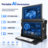 AMTIPC Workstation AI Portabel RTX 5090 32GB Ultra 9 285KF 128GB SSD 4TB Layar Ganda 23.8 Inci 4K Profesional OEM ODM