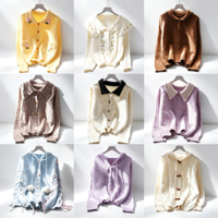 Cardigan décontracté en tricot épais pour femme, grande taille, col en V, brodé, boutonné, à manches longues, avec poches