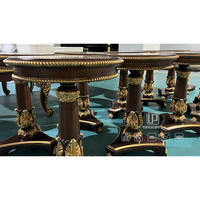Table basse en bois brun, meubles éthiopiens, table basse ronde à pieds triangulaires, motif parquet, pour salon, hôtel, appartement