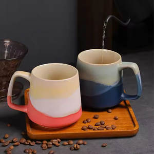 ชุดแก้วกาแฟเซรามิกสไตล์นอร์ดิกเรียบง่าย ขนาด 450 มล. รุ่น Retro ใช้ซ้ำได้ ปลอดภัยสำหรับอาหาร  รับสกรีนโลโก้ สำหรับใช้ในบ้านและออฟฟิศ - Product Image 4