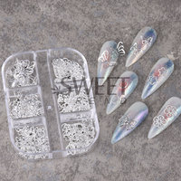 Breloques 3D en métal creux pour nail art, motifs papillons, fleurs, cœurs, mignons, kawaii, amour, décorations à presser, personnalisables, marque OYS