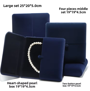Caja de Joyería Moderna de Terciopelo Cuadrada de Lujo, en Oferta, para Juego de Collar de Perlas, Cadena, Colgante, con Cierre de Botón, en Stock - Product Image 2
