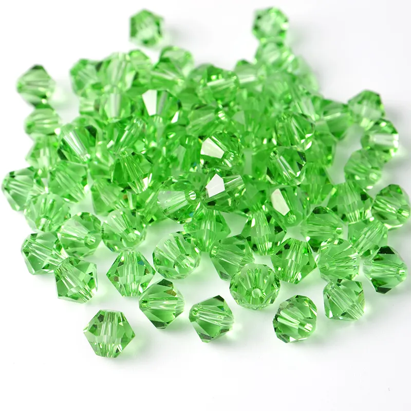 Jingcan — perles bicone vertes, 4mm, 8 faces, en verre, pour décoration, en cristal