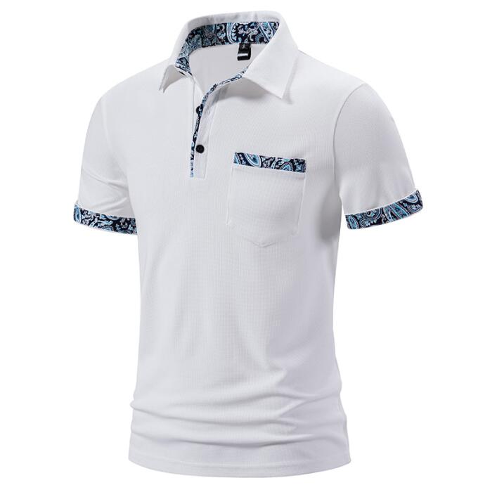 Men's Casual Summer Streetwear Paisley Short Sleeve Golf Polo T