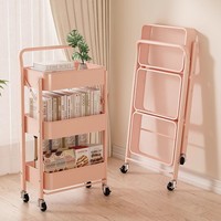 Chariot utilitaire pliable sur mesure OEM/ODM, robuste, à 3 niveaux, avec roulettes, fourni directement par l'usine pour les commandes en gros