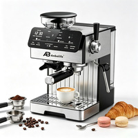 Anbolife - Cafetera Espresso Silenciosa de 51 mm y 20 Bares con Molinillo Integrado, Protección Contra Sobrecalentamiento/Sobrepresión, 45 Ajustes de Molienda, Certificación CE