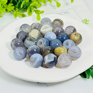 Sfera di Cristallo Curativo in Mini Agata Geode, Lucidata a Mano, Sfera di Quarzo Druzy Naturale, Pietra Decorativa per Meditazione Spirituale Reiki - Product Image 4