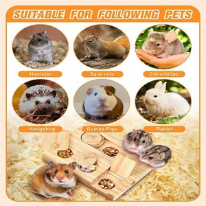 ที่ให้อาหารหนูแฮมสเตอร์แบบไม้ รูปทรงสี่เหลี่ยมผืนผ้า สีไม้ธรรมชาติ ทนทาน สำหรับสัตว์เลี้ยงขนาดเล็ก - Product Image 5