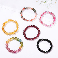 JD Damen Mode Persönlichkeit Heilstein Fingerring Schmuck Natur Granat Schwarzer Spinell Rutiliert Kleine Perlen Strangringe