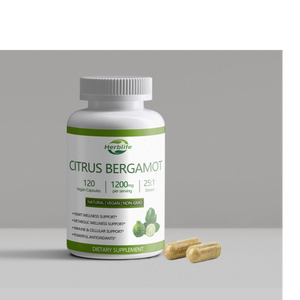 Cápsulas de Extracto de Bergamota Cítrica de Marca Privada OEM, Suplemento para la Salud del Corazón, Apoyo Inmunitario y Antioxidante, 1200 mg por Porción - Product Image 1