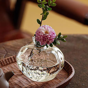 Mini jarrón de <span class=keywords><strong>Granada</strong></span> de vidrio transparente pequeño moderno, mesa de centro de comedor, adornos de escritorio, botella de vidrio para plantas hidropónicas para el hogar - Product Image 3