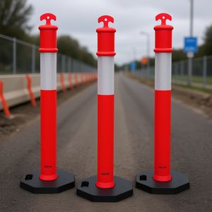 Postes Delimitadores de Tráfico Vevor de 48 Pulgadas, Rojos Reflectantes con Base Ponderada para Obras de Construcción, Carreteras y Estacionamientos - Product Image 2