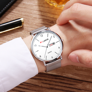 Classic Mens Everyday Watch Silver Case Luminous Indexes Dual Calendar Leather Band Timepiece - Product Image 5