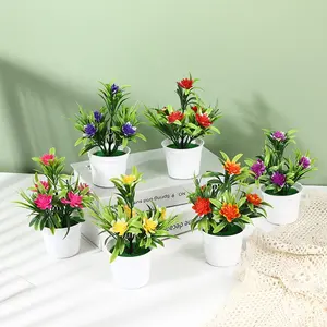 Simulation petit bonsaï décoration de table artificiel faux pot de fleur 5 petites fleurs de lotus