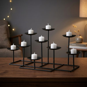 Candélabre moderne en fer noir à 9 bras, support de bougies, centre de table, décoration intérieure - Product Image 2