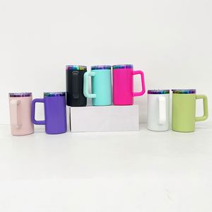 20 Pack Logo Custom Laser Engraved Gifts <b>Mirror</b> Rainbow Plated 20Oz Tumbler Mugs With Removable <b>Plastic</b> Handle - Product Image 1