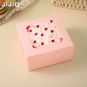 Поставщик JIJID, картонная бумажная упаковочная коробка для торта, Детская коробка для закусок, коробка для торта с окном