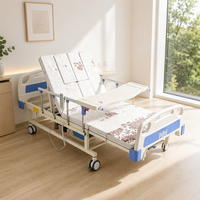 Lit d'hôpital électrique à quatre moteurs avec rotation latérale et manivelle de secours pour soins continus des patients en salle de réadaptation