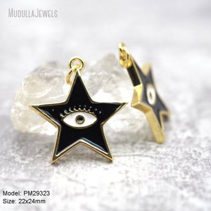 Pendentif étoile PM29341 plaqué or 18 carats, émail, charme œil pentagramme, 5 couleurs, amulette de <span class=keywords><strong>protection</strong></span>, fournitures pour la fabrication de bijoux - Product Image 6
