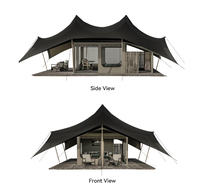 Tente de glamping de luxe imperméable et coupe-vent quatre saisons, double couche, structure en aluminium, toile écologique, résistante et ignifuge