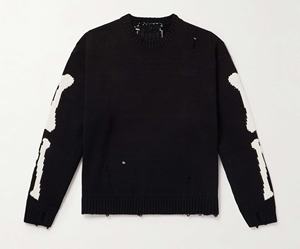 Pull en tricot jacquard à motif de marque OEM et ODM avec LOGO personnalisé Pull en coton raglan à manches longues et col rond pour hommes - Product Image 6