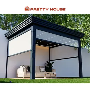 Luxury DIY Customized Automatic Waterproof Backyard Patio Motorized Sun Shade Electric Outdoor Modern Aluminum Gazebo Pergola