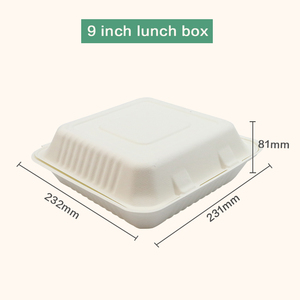 Clamshell Box Sugarcane Bagasse Packaging Clamshell Compartment Biodegradable Compostable Food Burger Menu Box