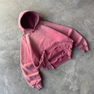 Felpa con Cappuccio Termica a Doppio Strato 500gsm, Effetto Vintage Sbiadito, Streetwear Personalizzabile per Uomo - Product Image 1