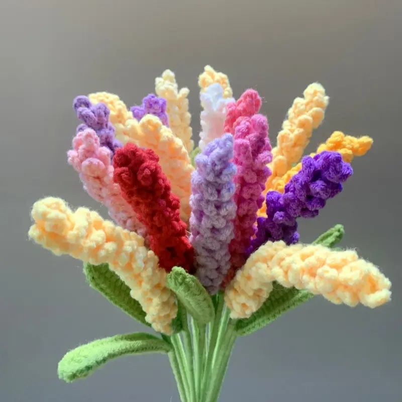 Finito a mano fiore artificiale spighe di grano uncinetto fiore filato fai da te intrecciato per regalo tavola di casa deo