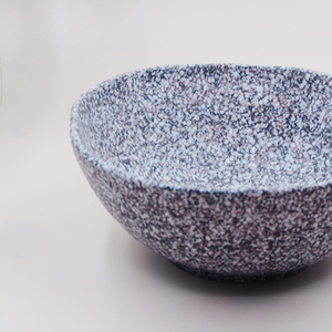 「3ブルー/パープル/グリーン反応バブル釉薬ドット15オンス容量マイクロ波オーブン中古セラミックサラダボウルのセット」 - Product Image 5