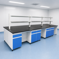 Mesa de Laboratorio de Acero y Madera con Estructura en C, Resistente a Ácidos y Álcalis, Directo de Fábrica, para Hospital, Clínica, Sala de Pruebas, con Certificación CE