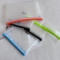 Sac de rangement transparent en maille avec fermeture éclair, personnalisé avec logo, étanche, grande capacité, pour étudiants et bureau, vente en gros