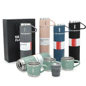 Customizable Stainless Steel Thermos Water Bottle Outdoor Travel Mug Insulated Vacuum Thermal Flasks Gift Box Set