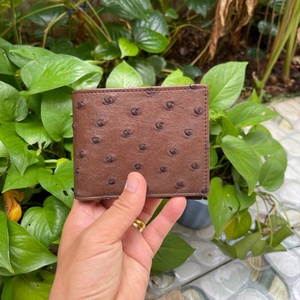 กระเป๋าสตางค์แบบพับสองตอนหนังนกกระจอกเทศสุดหรู ดีไซน์เนอร์แบรนด์ Boshiho ทำมือ ขนาดเล็ก ใส่บัตรได้เยอะ ป้องกันการโจรกรรม - Product Image 5