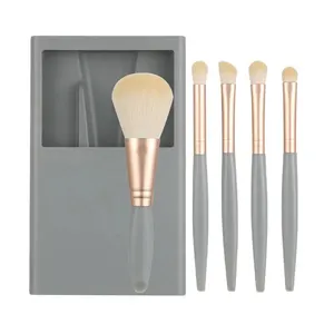 Redelijke Prijs 5 Stuks Reisformaat Make-Up Brush Set Mini Vegan Private Label Gepersonaliseerde Make-Up Borstels