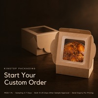 Caixa de Papel Kraft Personalizada para Padaria com Janela Transparente, Embalagem de Grau Alimentício para Cupcakes e Muffins para Lojas de Sobremesas e Lembrancinhas de Festa