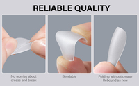 AILLSA Acrílico 240 Uds. 15 Tamaños Puntas de Uñas Postizas Francesas Curva C Transparente Gel Mate Cortas Coffin Suaves para Salón de Uñas